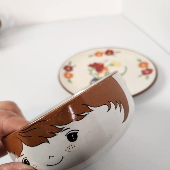 Vintage Interpur Farmer Boy Breakfast Set Bowl Plate Japan 1960s Anthropomorphic - Picture 5 of 10